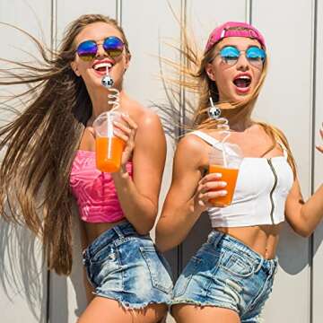 12 Pieces 70s Disco Ball Straws 70s Disco Ball Cups Birthday Party Decorations Mirror Disco Decorative Straws Disco Party Retro Decorations for Dance Holiday Wedding Birthday Supplies(Silver)