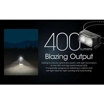 NITECORE NU25 400 UL Ultra Lightweight Headlamp, 400 Lumen USB-C Rechargeable with Lumentac Organizer for Back Packing, Camping and Running (Black)