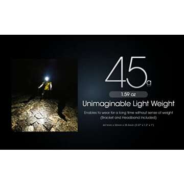 NITECORE NU25 400 UL Ultra Lightweight Headlamp, 400 Lumen USB-C Rechargeable with Lumentac Organizer for Back Packing, Camping and Running (Black)