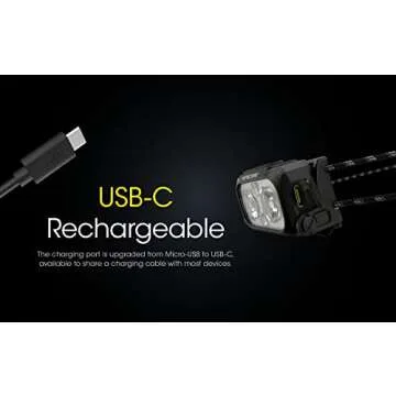 NITECORE NU25 400 UL Ultra Lightweight Headlamp, 400 Lumen USB-C Rechargeable with Lumentac Organizer for Back Packing, Camping and Running (Black)