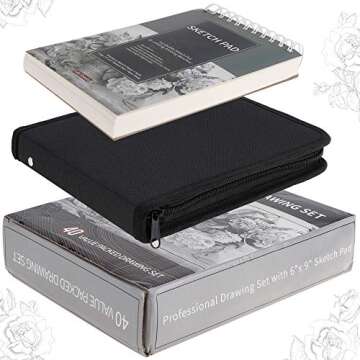 Drawing Pencils Sketch Art Set-40PCS Drawing and Sketch Set Includes 18 Sketching Graphite Pencils,Graphite and Charcoal Pencils,100Pages Sketch Pad and Accessories