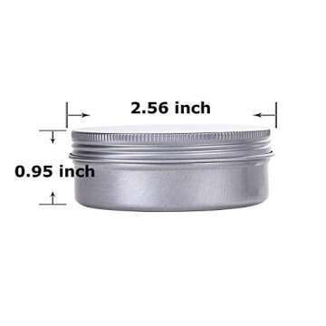 2 Ounce Aluminum Tin Jar Refillable Containers 60 ml Aluminum Screw Lid Round Tin Container Bottle f...