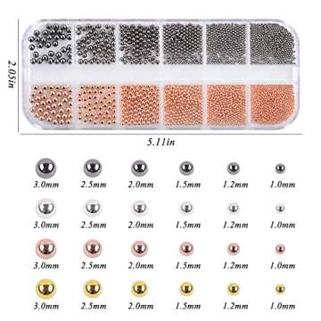 MEILINDS 3D Nail Caviar Beads, Nail Art Decoration Mini Metal Nail Beads, 4 Colors Steel Ball Gems N...