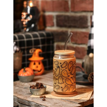 WODOHOLO Halloween Ghosts Iced Coffee Can Glass Cup