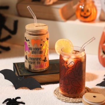 WODOHOLO Halloween Ghosts Iced Coffee Can Glass Cup