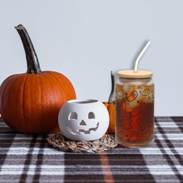 WODOHOLO Halloween Ghosts Iced Coffee Can Glass Cup