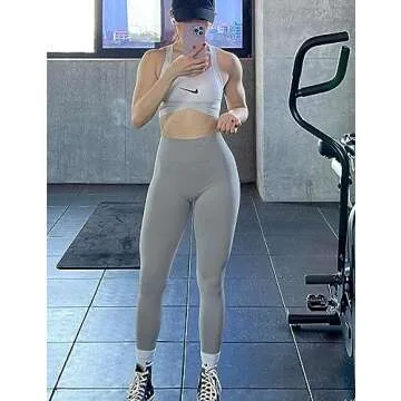VOYJOY High Waist Scrunch Leggings for Women - Light Grey