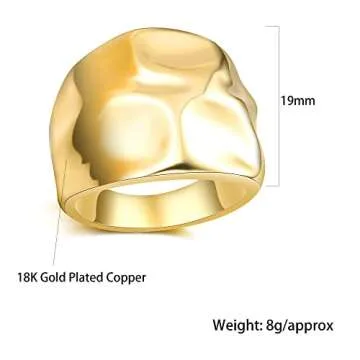 Mytys Chunky Dome Statement Ring - 18K Gold Plated Wide Band Ring with Hammered Design, Modern Sculptural Fashion Jewelry for Women Size 7-10 (Gold, 10)
