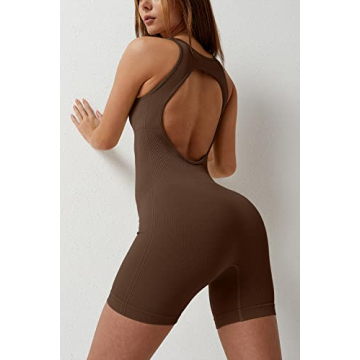 QINSEN Women's Open Back Jumpsuit for Gym and Casual Style