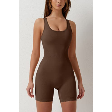 QINSEN Women's Open Back Jumpsuit for Gym and Casual Style