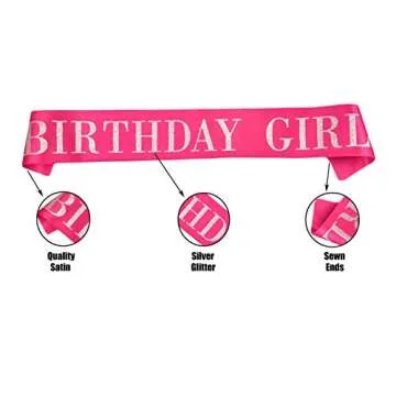 Elegant Birthday Girl Sash with Glitter for Celebrations