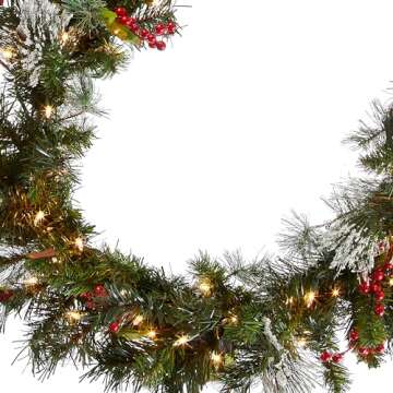 National Tree Company Pre-Lit Artificial Christmas Garland, Green, Wintry Pine, White Lights, Decora...