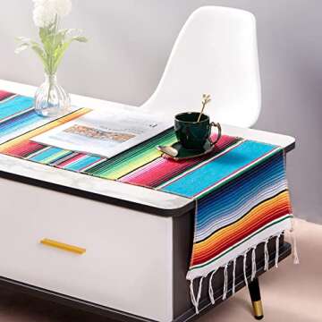 Mexican Table Runner 4Pack 14 x 84 Inches Fiesta Mexican Theme Party Decoration for Cinco de Mayo Fi...