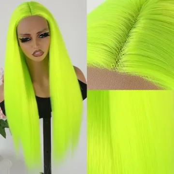 Maycaur Green Lace Front Wig 24 Inch Lime Green Style