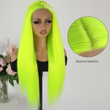 Maycaur Green Lace Front Wig 24 Inch Lime Green Style