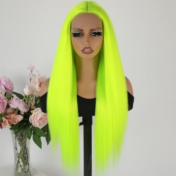 Maycaur Green Lace Front Wig 24 Inch Lime Green Style