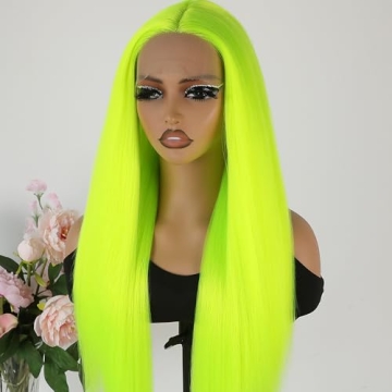 Maycaur Green Lace Front Wig 24 Inch Lime Green Style