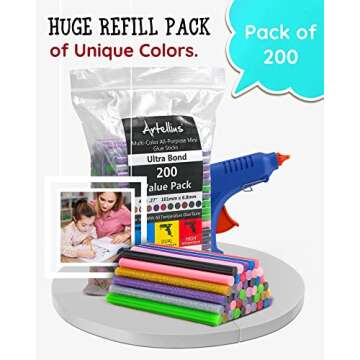 200 Pack Color Hot Glue Sticks. Variety Colored Glue Gun Stick. Hot Melt Adhesive Mini Glues Sticks ...