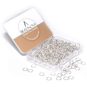 BEADNOVA 7mm Open Jump Rings for Jewelry Making - 300Pcs Silver Jewelry Jump Rings for Keychains, Ea...