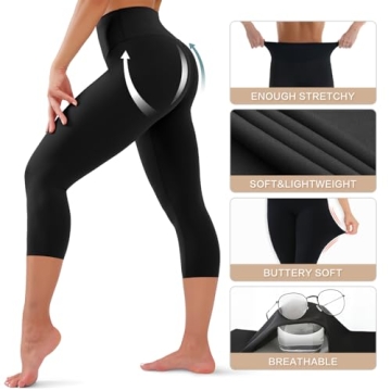 High Waisted Capri Leggings - Soft Tummy Control Pants