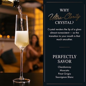 Elegant Elixir Champagne Flutes - Set of 4 Crystal Glasses