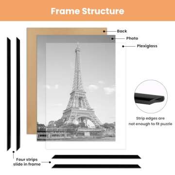 upsimples 12x16 Picture Frame Black 3 Pack, Scratch-Proof Poster Frames 12 x 16 for Photo Gallery - Slide-In Strips, Horizontal or Vertical Wall Mounting
