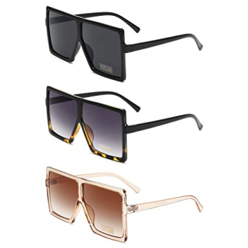 GRFISIA Square Oversized Sunglasses for Women Men Flat Top Fashion Shades