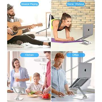 Laptop Stand, Adjustable Computer Stand Fully Foldable Laptop Holder for Desk Aluminum Tablet Stand with Larger Heat Vent, 48 Lbs Heavy Duty for MacBook Air/Pro Surface Lenovo Dell HP Notebook