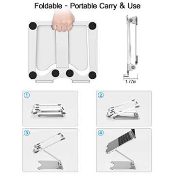 Laptop Stand, Adjustable Computer Stand Fully Foldable Laptop Holder for Desk Aluminum Tablet Stand with Larger Heat Vent, 48 Lbs Heavy Duty for MacBook Air/Pro Surface Lenovo Dell HP Notebook