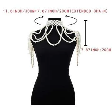 Bmirth Pearl Shawl Body Chain Pearl Shoulder Necklaces Body Jewelry Sexy Bra Tassel Body Chain Summer Beach Body Accessories Nightclub Party Body Chains (Shoulder necklace)