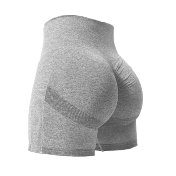 YEOREO Women High Waist Workout Yoga Gym Smile Contour Seamless Cycling Shorts Bright Grey XL