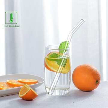 JDILOVEMART 16-Piece Reusable Glass Drinking Straws