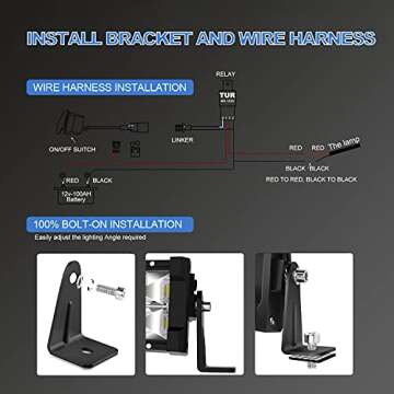 Led Light Bar T-Former 50 Inch 1032W Curved+20 Inch 420W Triple Row Combo Led Bars Kit + 4P 4 Inch Led Pod Lights W/Wiring Harness Kit for Trucks