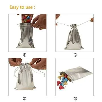 BEAVOING 100 Pack Gold Organza Gift Bags 5x7 Inches