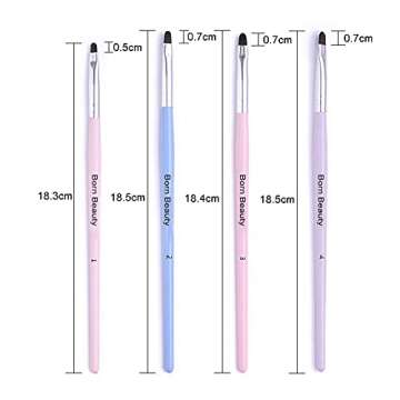 BornBeauty 4pcs Cuticle Nail Cleaning Brush Pink Blue Gel Nail Art Brush Round Handle Powder Dust Clean Pen Manicure Nail Art Tool (4Colors)
