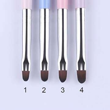 BornBeauty 4pcs Cuticle Nail Cleaning Brush Pink Blue Gel Nail Art Brush Round Handle Powder Dust Clean Pen Manicure Nail Art Tool (4Colors)