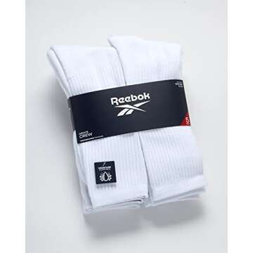 Reebok Men's Crew Socks - 5 Pack Stretch Performance Cushioned High Crew Socks - Arch Support Athlet...