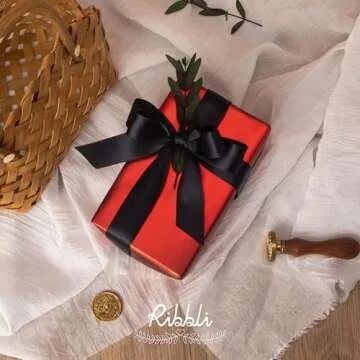 Ribbli Black Satin Ribbon 50 Yards for Crafts and Weddings