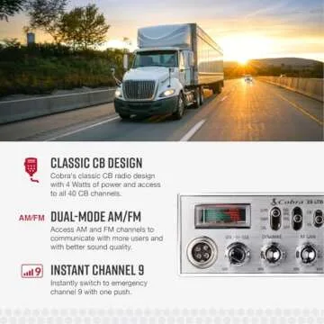 Cobra 29 LTD Classic AM/FM Professional CB Radio - Easy to Operate, Emergency Radio, Instant Channel 9, 4-Watt Output, Full 40 Channels, Adjustable Receiver and SWR Calibration, Black