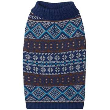 Blueberry Pet Fair Isle Style Yale Blue Snowflakes Pullover Dog Sweater, Back Length 20", Pack of 1 Clothes for Dogs