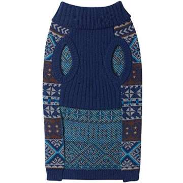 Blueberry Pet Fair Isle Style Yale Blue Snowflakes Pullover Dog Sweater, Back Length 20", Pack of 1 Clothes for Dogs