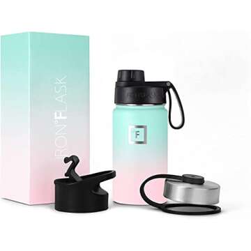 IRON °FLASK Camping & Hiking Hydration Flask with 3 Lids - Stainless Steel, Double Walled & Vacuum ...