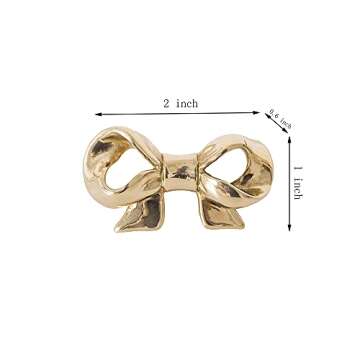 UniDes Pack of 2 Gold Brass Knobs for Dresser,Drawers and Cabinet, Decorative Bow Knobs and Pulls fo...