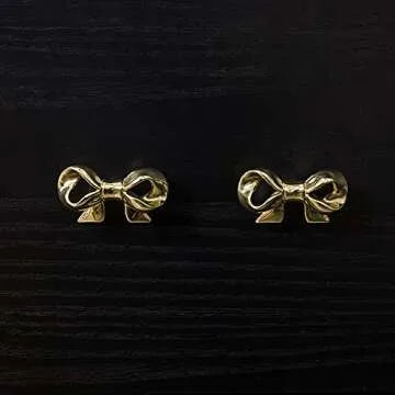 UniDes Pack of 2 Gold Brass Knobs for Dresser,Drawers and Cabinet, Decorative Bow Knobs and Pulls for Kids,Children,Girls Bedroom,2 PC