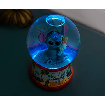 Disney Lilo & Stitch Ohana Light-Up Snow Globe with Swirling Glitter Display Decoration | Home Decor for Kids Room Essentials | Precious Keepsake, Cute Novelty Gifts and Collectibles | 6 Inches Tall