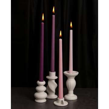 Viyffo 12 Inch Purpel Taper Candles Set of 12 Unscented Smokeless Long Tall Tapered Candle for Candl...