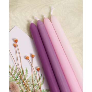 Viyffo 12 Inch Purpel Taper Candles Set of 12 Unscented Smokeless Long Tall Tapered Candle for Candlesticks Sticks Wedding Home Decor Dinner