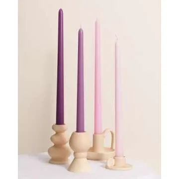 Viyffo 12 Inch Purpel Taper Candles Set of 12 Unscented Smokeless Long Tall Tapered Candle for Candlesticks Sticks Wedding Home Decor Dinner