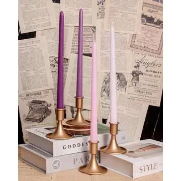 Viyffo 12 Inch Purpel Taper Candles Set of 12 Unscented Smokeless Long Tall Tapered Candle for Candlesticks Sticks Wedding Home Decor Dinner