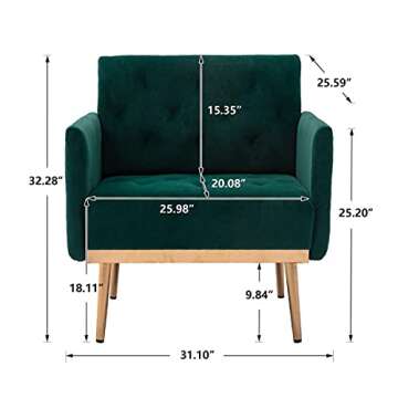 SLEERWAY Modern Velvet Single Sofa Chair, Upholstered Accent Living Room Chair, Comfy Armchair with ...